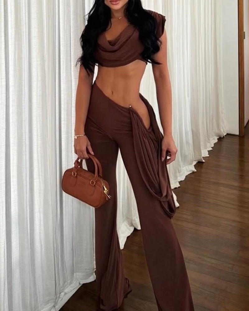 Women's solid color trousers vest casual suit