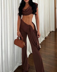 Women's solid color trousers vest casual suit