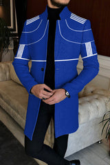 Men's Retro Simple Navy Blue Mid-length Coat