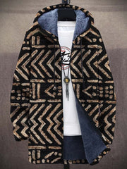 Bohemian Folk Art Unisex Plush Thick Long-Sleeved Sweater Cardigan Coat