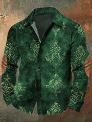 Chemise décontractée à manches longues Retro Art Print pour hommes